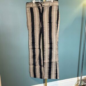 Alice + Olivia Black and Tan Striped Flared Pants